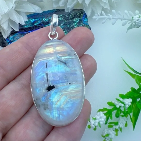 ๐For A๐ Colorful Flash Oval Rainbow Moonstone Pendant - Picture 4 of 16